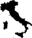 Black colored Italy outline map. Political italian map