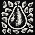 Pop Art Inspired Black And White Pear Drawing
