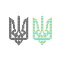 Black and colored pixel art ukrainian emblem