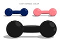 Black and colored sports dumbbell. Healthy lifestyle, fitness in gym. Realistic vector