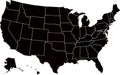 Black colored United States of America map. Political USA map Royalty Free Stock Photo