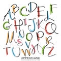 Black colorful alphabet uppercase letters.Hand drawn written wit Royalty Free Stock Photo