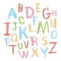 Black colorful alphabet uppercase letters.Hand drawn written wit Royalty Free Stock Photo