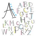 Black colorful alphabet uppercase letters.Hand drawn written wit Royalty Free Stock Photo