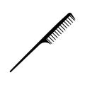 Black comb icon. Silhouette of a comb with sparse teeth for styling hair. Royalty Free Stock Photo