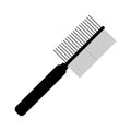 Black comb icon. The silhouette of a round comb brush with teeth of different thicknesses for hair styling.