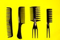 Black comb set for professional hairdresser Royalty Free Stock Photo