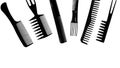 Black comb set for professional hairdresser Royalty Free Stock Photo