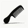Black comb silhouette with thin sharp teeth and handle. Simple graphic design for hair care or styling concepts. Minimalist Royalty Free Stock Photo