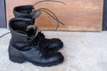 Black combat boot