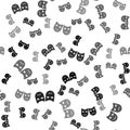 Black Comedy and tragedy theatrical masks icon isolated seamless pattern on white background. Vector Illustration Royalty Free Stock Photo
