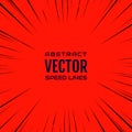 Black comic radial speed Lines on red base. Effect explosion Royalty Free Stock Photo