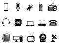 Black communication device icons set