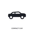 black compact car isolated vector icon. simple element illustration from transportation concept vector icons. compact car editable