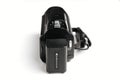 Black compact video camera sony with removable battery on a white background Royalty Free Stock Photo