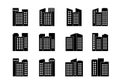 Black Company icons and vector buildings set, Isolated office collection on white background Royalty Free Stock Photo