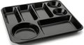 Black compartmentalized cafeteria tray with rounded sections Royalty Free Stock Photo