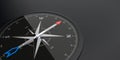 A black compass on the dark background. Royalty Free Stock Photo