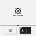 Black compass direction logo retro vector Royalty Free Stock Photo