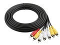 Black composite video cable with multiple connectors Royalty Free Stock Photo