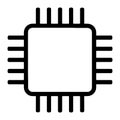 Black computer chip icon processor microchip Royalty Free Stock Photo