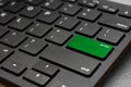 Black computer keyboard. The enter button is highlighted in green. Start the operation. Modern technologies Royalty Free Stock Photo