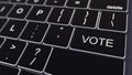 Black computer keyboard and glowing vote key. Conceptual 3D rendering Royalty Free Stock Photo
