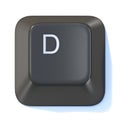 Black computer keyboard key Letter D 3D