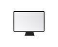 Black computer monitor. Empty led monitor of computer or black photo frame isolated on a transparent background. Vector blank