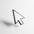 Black computer mouse cursor arrow icon casting a shadow on a white surface pointer Royalty Free Stock Photo