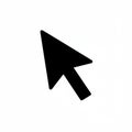 Black computer mouse cursor icon, triangular with a pointed tip, set against a plain Royalty Free Stock Photo