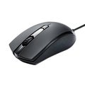 Black computer mouse with scroll wheel and textured side grip on white background technology Royalty Free Stock Photo