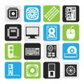 Black Computer performance and equipment icons Royalty Free Stock Photo