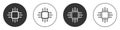 Black Computer processor with microcircuits CPU icon isolated on white background. Chip or cpu with circuit board. Micro Royalty Free Stock Photo
