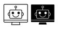 Computer Robot Head Black Icon Bundle for Automation Royalty Free Stock Photo