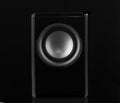 Black computer speaker for sound on black background Royalty Free Stock Photo