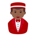 Black Concierge Man Avatar Flat Icon