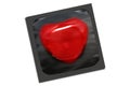 Black condom package with heart shape Royalty Free Stock Photo