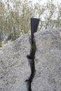 Close-up detail of the black cone - Monument to Civil Disobedience by Santiago Sierra, Reykjavik, Iceland