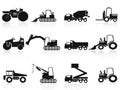 Black Construction Vehicles icons set