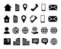 Black Contact Info Icon Set for Location Pin, Phone, Web and Cellphone, Person and Email Icons Royalty Free Stock Photo