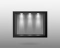 Black container with glass and with interior lighting template