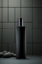 black container with a spray bottle on a dark background.