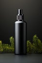 black container with a spray bottle on a dark background.