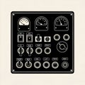 Control Panel with Gauges Switches and Dials Vector Illustration Royalty Free Stock Photo