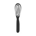 Black cooking vector whisk doodle icon on white background, vector kitchen symbol