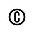 Black copyright icon isolated on white background. Royalty Free Stock Photo