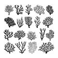 black coral silhouette set Royalty Free Stock Photo