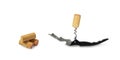 Black Corkscrew Isolated, Wine Bottle Opener, Metal Cork Screw on White Royalty Free Stock Photo