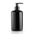 Black cosmetic bottle with pump isolated on white background. 3d render Royalty Free Stock Photo